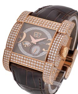 Instrumento Novantatre with Pave Diamond Case Rose Gold on Strap with Brown Diamond Dial