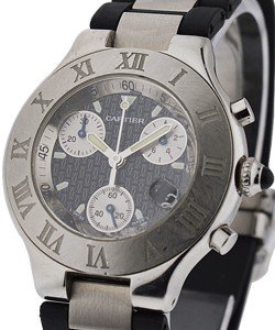 Must Chronoscaph 21 in Steel on Rubber and Steel Bracelet with Black Dial