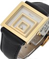 Happy Spirit Square 30mm Quartz in Yellow Gold on Black Crocodile Strap with MOP Dial