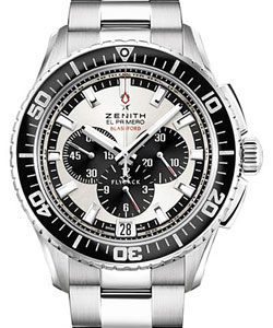 El Primero Stratos Flyback in Stainless Steel on Steel Bracelet with Black Lacquered Dial