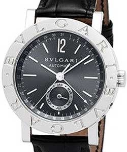 Bvlgari-Bvlgari 38mm in White Gold White Gold on Black Leather Strap with Anthracite Dial