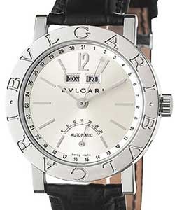 Bvlgari-Bvlgari 38mm Triple Date and Power Reserve White Gold on Strap with Silver Dial