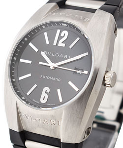 Ergon Large Size Men's Automatic in Steel Steel on Black Rubber Strap - Black Carbon Fiber Dial