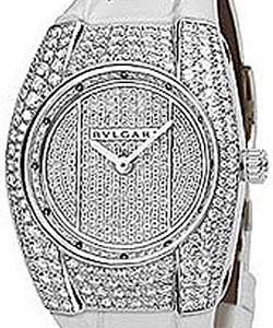 Ergon Small Ladies Quartz in White Gold - Diamond Bezel White Gold on White Leather Strap - Pave Diamond Dial