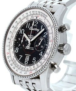 Navitimer Montbrillant in Steel on Steel Braclet with Black Arabic Dial
