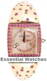 Piccolina 27.9mm Quartz in Rose Gold with Sapphires Diamonds Bezel on Rose Gold Diamonds Bracelet with Pink Dial