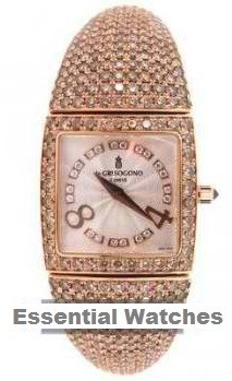 Piccolina 27.9mm Quartz in Rose Gold with Diamonds Bezel on Rose Gold Diamond Bracelet with Pink Diamonds Dial