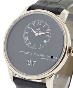 Majestic Beijing Time Zone in White Gold on Black Crocodile Leather Strap with Black Dial