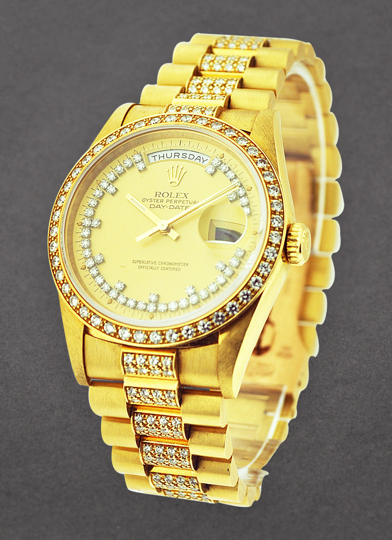 Pre-Owned Rolex Day-Date - President - Special String Diamond  - 36mm - Yellow Gold