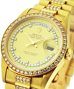 Day-Date - President - Special String Diamond  - 36mm - Yellow Gold on Factory Rolex Diamond Bracelet - Champagne Diamond Dial