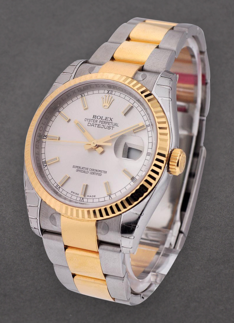 Pre-Owned Rolex Datejust 36mm in Steel with Yellow Gold Fluted Bezel