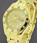 Masterpiece with Yellow Gold 12 Diamond Bezel on Pearlmaster Bracelet with Champagne Diamond Dial