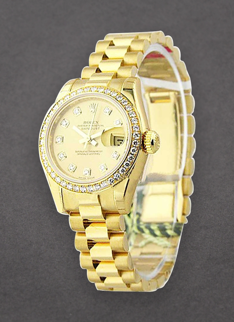 Pre-Owned Rolex Datejust 26mm in Yellow Gold with Diamond Bezel