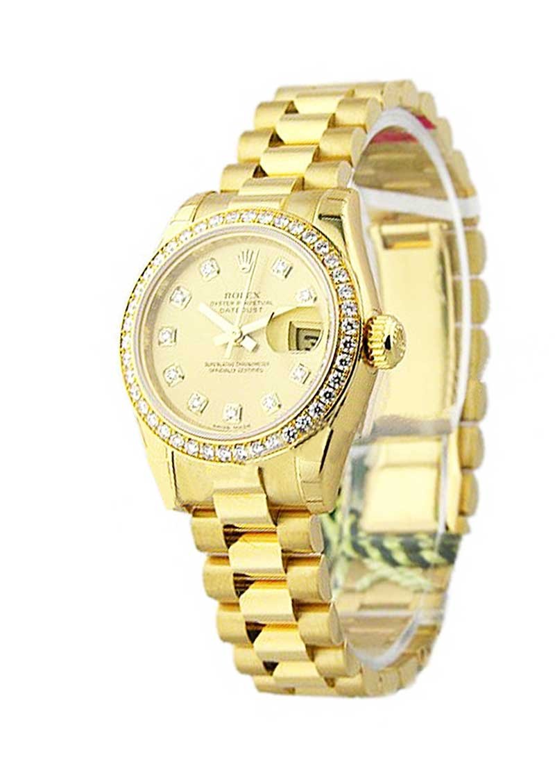 Pre-Owned Rolex Datejust 26mm in Yellow Gold with Diamond Bezel