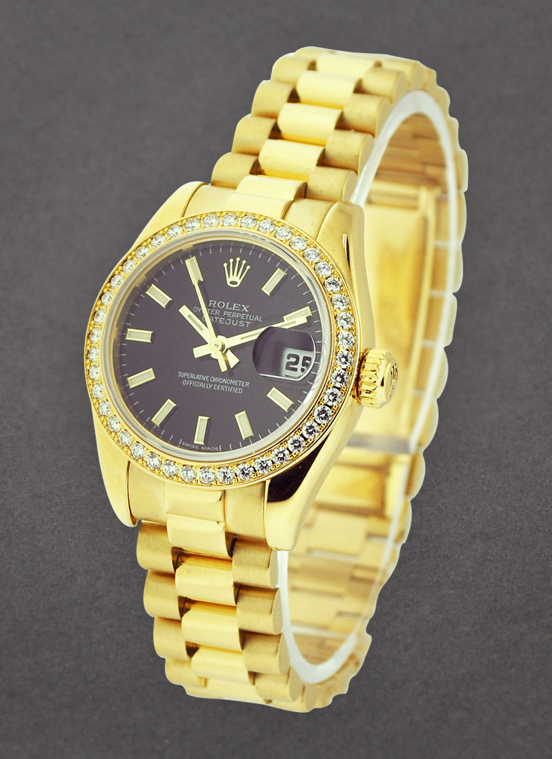 Pre-Owned Rolex President Lady in Yellow Gold with Diamond Bezel