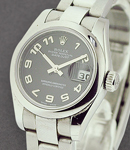 Datejust 36mm in Steel with Smooth Bezel on Oyster Bracelet with Black Concentric Arabic Dial