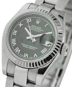 Datejust 36mm in Steel with Fluted Bezel Steel Oyster Bracelet with Black Roman Dial