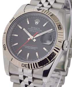 Datejust Turn-O-Graph 116264 in Steel with White Gold Bezel on Jubilee Bracelet with Black Stick Dial