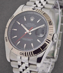 Datejust Turn-O-Graph 116264 in Steel with White Gold Bezel on Jubilee Bracelet with Black Stick Dial