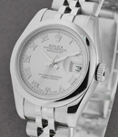 Ladies Datejust 26mm in Steel with Smooth Bezel on Jubilee Bracelet with Silver Roman Dial