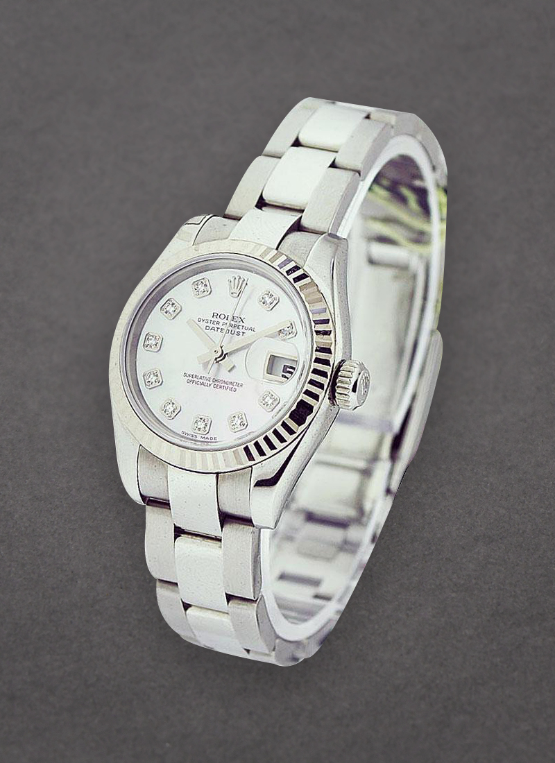 Pre-Owned Rolex Lady's Datejust in Steel with White Gold Fluted Bezel