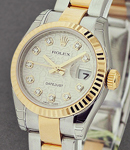 Datejust in Steel with Yellow Gold Fluted Bezel on Steel and Yellow Gold Oyster Bracelet with Silver Jubilee Diamond Dial