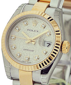 Datejust in Steel with Yellow Gold Fluted Bezel on Steel and Yellow Gold Oyster Bracelet with Silver Jubilee Diamond Dial