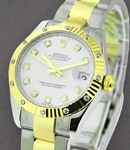 Midsize Datejust 2-Tone with Fluted Diamond Bezel Oyster Bracelet - White Diamond Dial