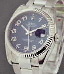 Datejust 36mm in Steel and White Gold with Fluted Bezel on Steel Oyster Bracelet with Blue Concentric Arabic Dial