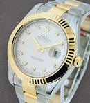 Datejust DJ II in Steel with Yellow Gold Fluted Bezel on Steel and Yellow Gold Oyster Bracelet with Ivory Diamond Dial