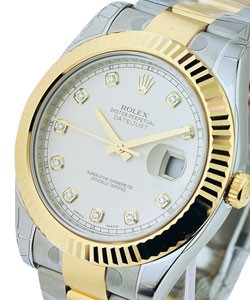 Datejust DJ II in Steel with Yellow Gold Fluted Bezel on Steel and Yellow Gold Oyster Bracelet with Ivory Diamond Dial