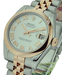 Mid Size 2-Tone DateJust 31mm in Steel with Yellow Gold Smooth Bezel on Jubilee Bracelet with Mother of Pearl Roman Dial
