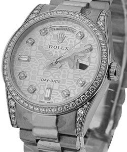 Men's President White Gold with Diamond Lugs and Bezel President Bracelet - Silver Jubilee Diamond Dial