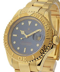 Yacht-master Large Size in Yellow Gold on Oyster Bracelet with Blue Dial with Luminous Markers