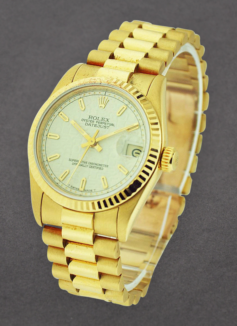 Pre-Owned Rolex Midsize  President 31mm Yellow Gold with Fluted Bezel