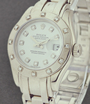 Masterpiece Lady's in White Gold with 12 Diamond Bezel on Pearlmaster Bracelet with White Diamond Dial