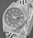 Datejust 36mm with White Gold Fluted Bezel on jubilee Bracelet with Sunbeam Black Roman Dial