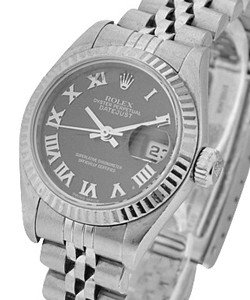 Datejust 36mm with White Gold Fluted Bezel on jubilee Bracelet with Sunbeam Black Roman Dial