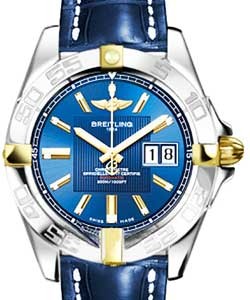 Galactic 41 Men''s Automatic Chronometer in 2-Tone Steel and YG on Blue Crocodile Strap with Blue Dial