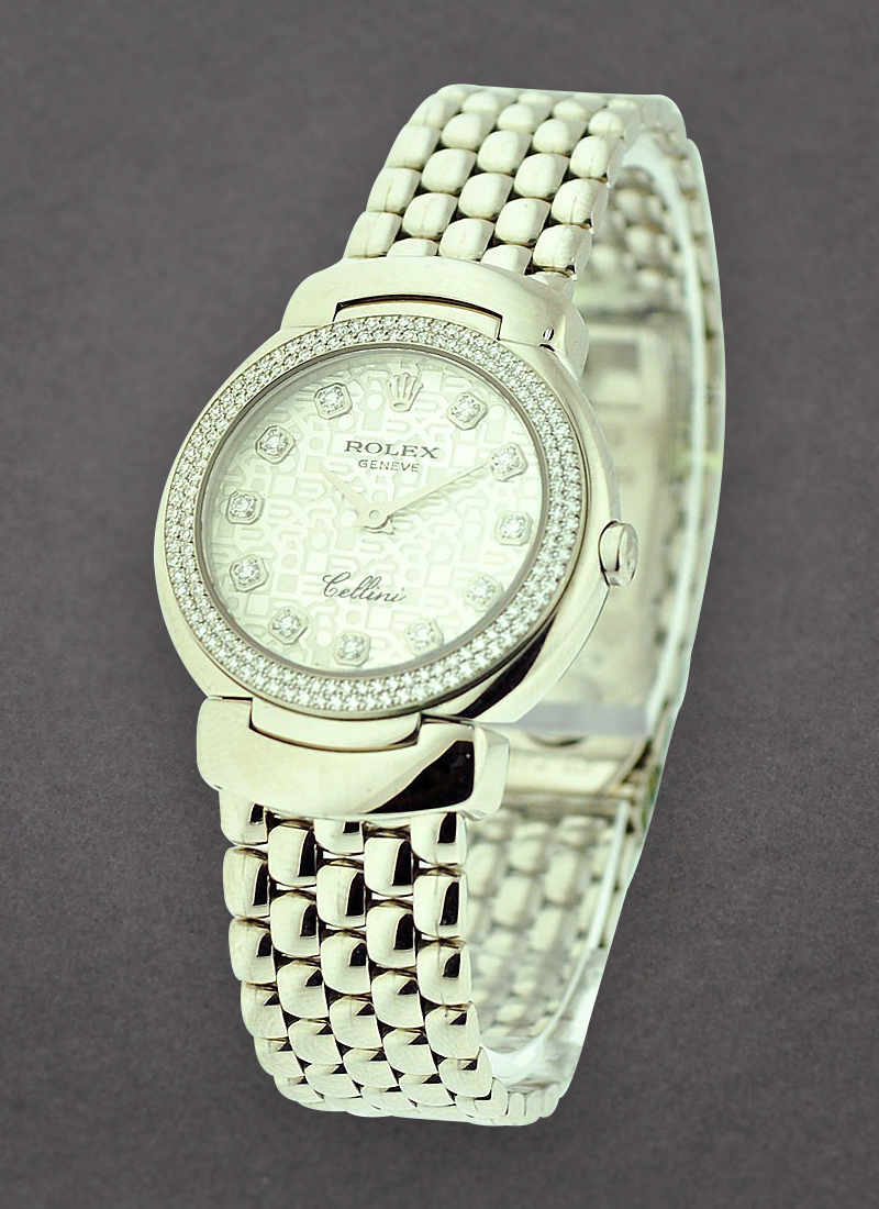 Rolex Unworn Cellini Cellisima in White Gold with 2 Row Diamond Bezel