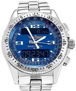 B-1 Digital Chronograph in Steel On Steel Fighter Bracelet with Blue Digital and Analog Dial