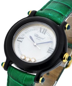 Be Happy in PVD with Emerald Cabochauns 3 Floating Diamonds - Green MOP Dial and Strap