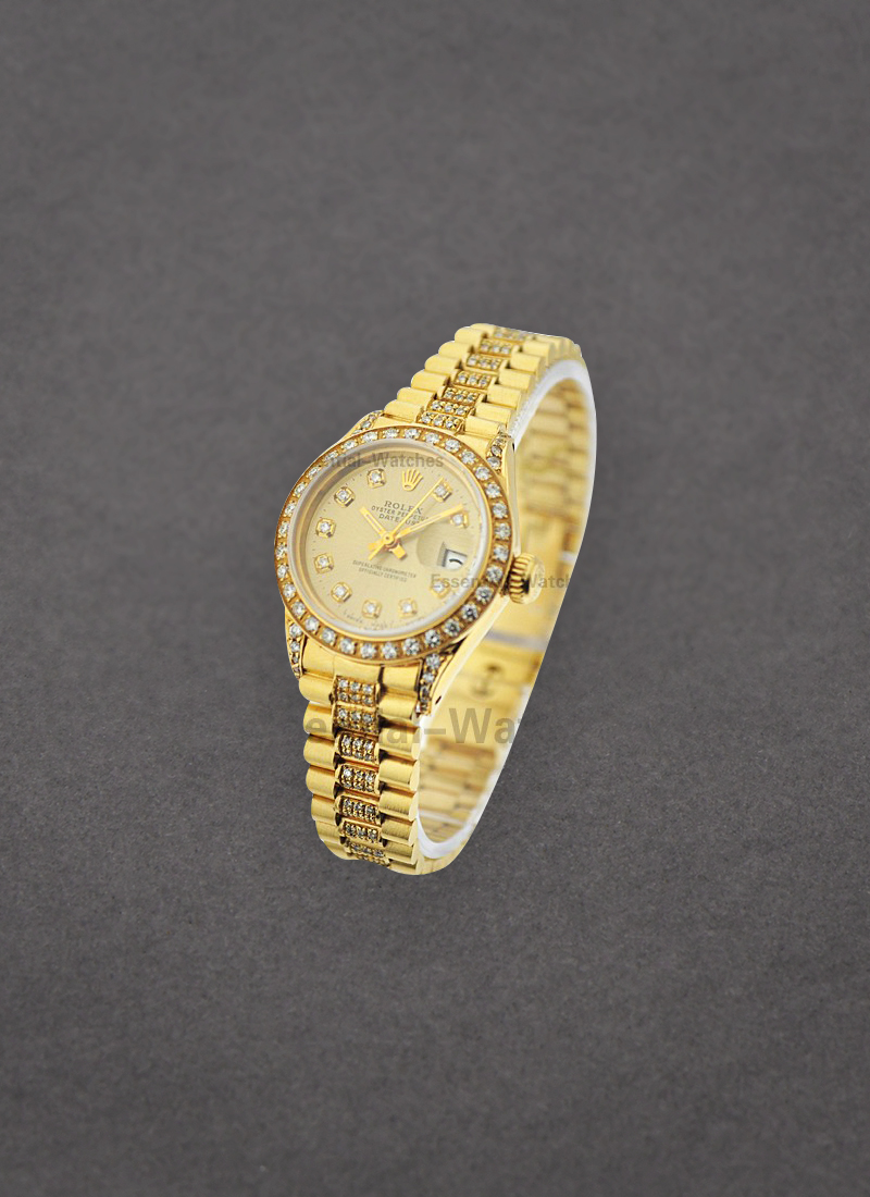 Pre-Owned Rolex Ladies President in Yellow Gold with Diamond Bezel