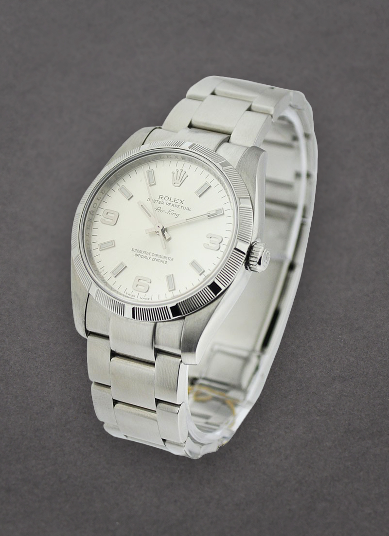 Pre-Owned Rolex Air-King 34mm in Steel with Engine Bezel