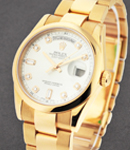 Presidential - Rose Gold - Smooth Bezel - 36mm on Oyster Bracelet with Silver Diamond Dial