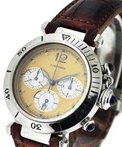 38mm Pasha Chrono in Steel on Strap with Yellow Dial