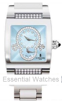 Instrumentino 27.5mm Automatic in White Gold with Diamonds Bezel on White Gold Bracelet with Blue Dial