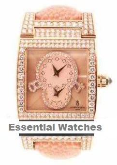 Instrumentino 27.5mm Automatic in Rose Gold with Diamond Bezel on Pink Galuchat Leather Strap with Salmon Dial