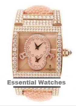 Instrumentino 27.5mm Quartz in Rose Gold with Diamond Bezel on Pink Galuchat Leather Strap with Salmon Dial