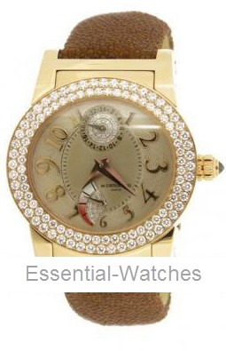 Tondo RM 38.5mm Automatic in Rose Gold with Double Diamonds Bezel on Brown Galuchat Strap with Brown Dial